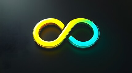 A vibrant yellow and blue infinity symbol design