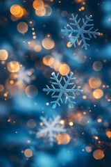 Fototapeta premium Ethereal Winter Nights: Mesmerizing Snowflake Blue Bokeh