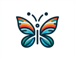 Colorful Butterfly Logo Design Vector Illustration.