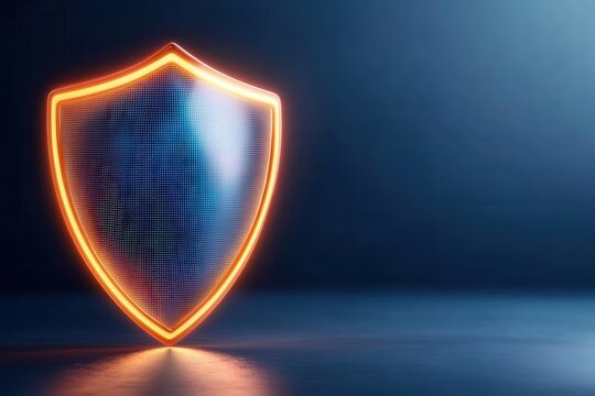 Glowing shield symbol representing protection.
