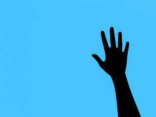 hand reaching out against bright blue background symbolizes hope and connection