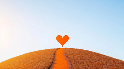 Fototapeta premium heart shaped path leads to bright horizon, symbolizing love and hope