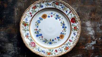 Elegant porcelain plate with decorative patterns