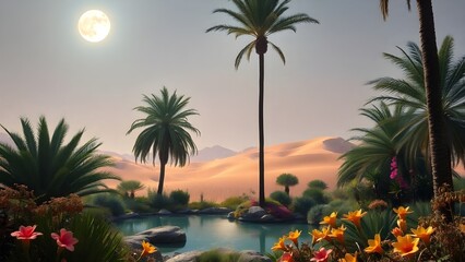 palm trees at dusk