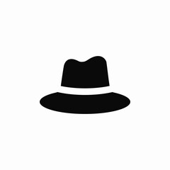 Classic fedora hat fashion accessory icon vector sign
