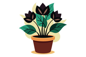 Black  Plant on pot of flower silhouette P.eps