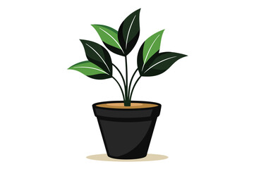 Black  Plant on pot of flower silhouette R.eps