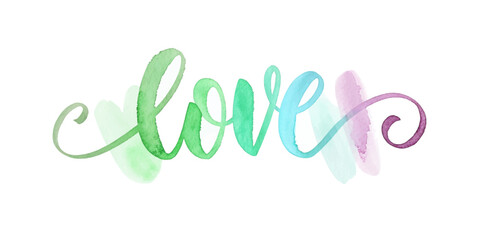 Colorful watercolor design, artistic lettering, 