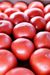 Fresh Red Tomatoes Texture View In A Box.