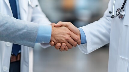 Doctors shaking hands, close-up.