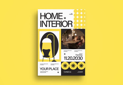 Black Utilitarian Home Interior Flyer Layout