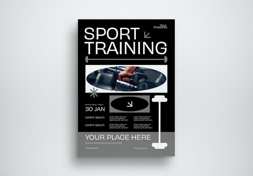 Black Utilitarian Sport Training Flyer Layout