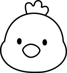 Obraz premium Cute simple chick head outline vector. Isolated Easter chick face coloring drawing. farm animal. Transparent background.
