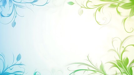 Delicate Blue And Green Floral Frame Design