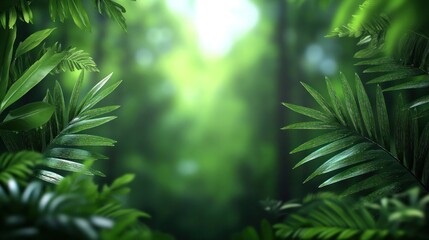 Lush green foliage in a serene forest setting.