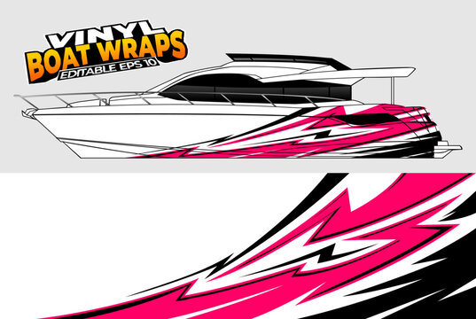 Graphic boat vinyl wrap sticker design