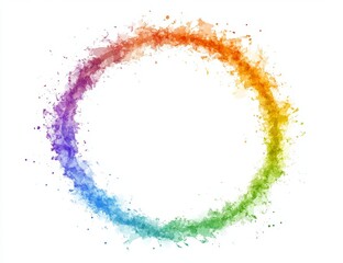 Obraz premium Colorful watercolor splash circle frame.