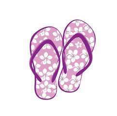 colorful flip flops isolated on white background. Collection of design elements. Vector illustration