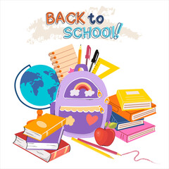Purple Backpack Back to School Illustration vector illustration