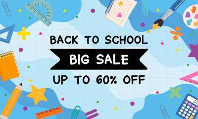 Back to School Big Sale Illustration Up to 60% Off vector illustration
