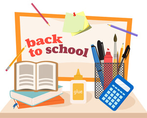 Back to School Stationery Illustration vector illustration