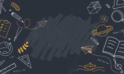 Back to School Chalkboard Doodle Illustration vector illustration