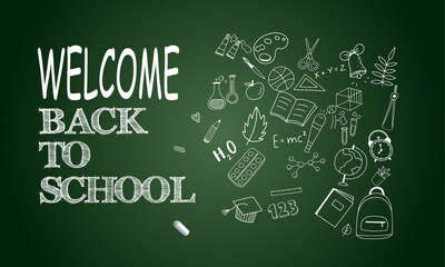 Chalkboard Welcome Back to School Illustration vector illustration