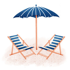 beach chairs and umbrella
