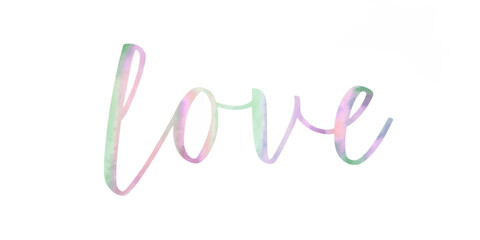 Soft watercolor lettering, pastel colors, romantic theme, artistic design, love message, decorative element.