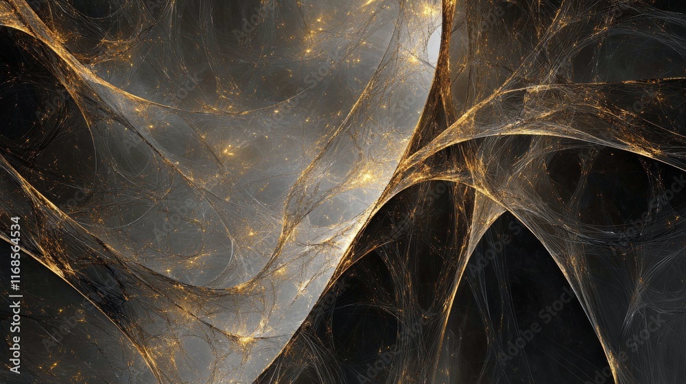Wall mural abstract representation of neural connections glowing in a dark environment
