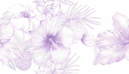 Obraz premium Lavender Hibiscus Floral Illustration Background