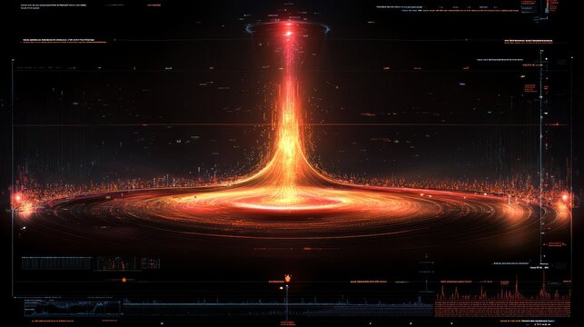 Fiery vortex with digital interface.