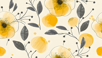 Yellow Floral Abstract Illustration
