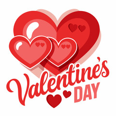 Colorful Hearts and Happy Valentines Day! Text Design line art icon sign silhouette vector illustration on white background