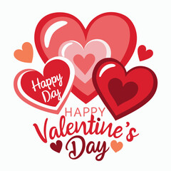 Colorful Hearts and Happy Valentines Day! Text Design line art icon sign silhouette vector illustration on white background