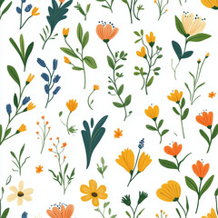 spring pattern, white background