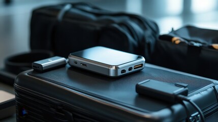Smart Travel Gear Close-Up with Charger and Power Bank