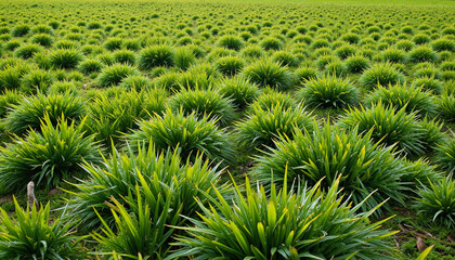 Vibrant green grass landscape with thick textured blades, natural beauty