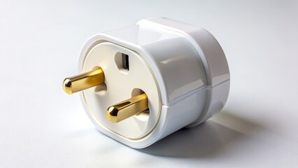 High-Detail Close-up of a White Electrical Plug Adaptor