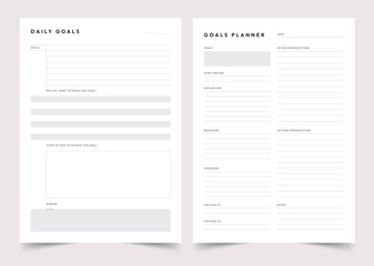 Daily Goals Planner, Personal Planner Layout