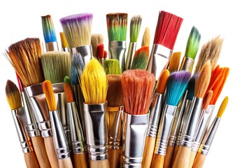 High-Resolution Isolated Paint Brushes on White Background - Professional Stock Photo