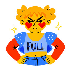 A flat sticker of annoyed girl

