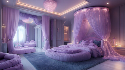 Obraz premium Wizualizacja projektu sypialni, luksusowe wnętrze, tło generative ai 