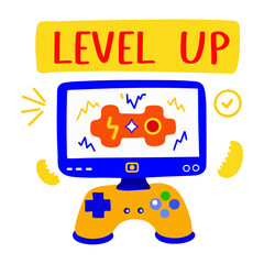 Level up sticker in flat style 

