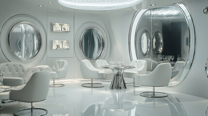 Obraz premium Biały, czysty projekt nowoczesnego salonu, wizualizacja projektu, tło generative ai 