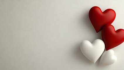 Fototapeta premium White background with red and white hearts