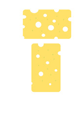 Cheese slices with bigger and small holes.