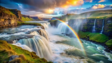 Iceland Gullfoss Waterfall Rainbow Minimalist Landscape Photography