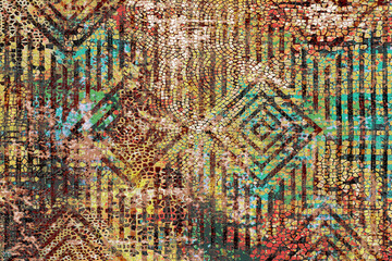 Geometrical Carpet abstract Pattern in high definition texture isolated on white canvas with trending colors
