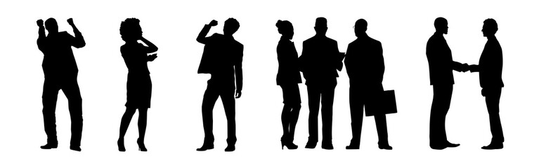 Business people silhouette png cut out element set, transparent background